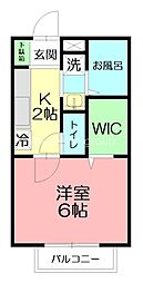 サニーハイツ2 1Kの間取図画像