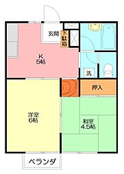 コーポマルマB 2Kの間取図画像