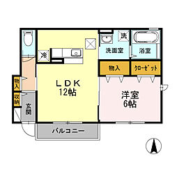 セレナ東海岸北A 1LDKの間取図画像