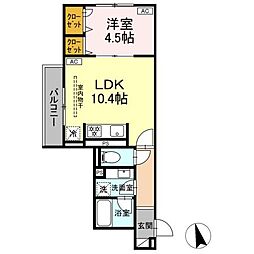 カルニュ 1LDKの間取図画像