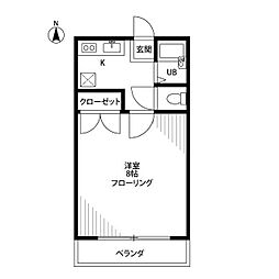 アムール湘南 1Kの間取図画像