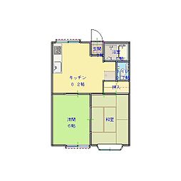オークヴィレッジ 2DKの間取図画像