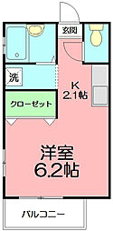 アムール湘南 ワンルームの間取図画像