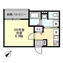 藤沢市花の木アパート 1Kの間取図画像