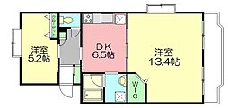 クレセール湘南 2DKの間取図画像
