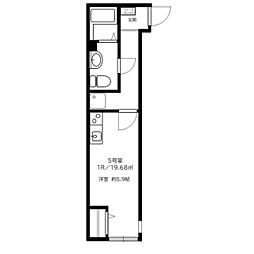 フローラ湘南茅ヶ崎 ワンルームの間取図画像