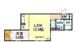 クレール 1LDKの間取図画像