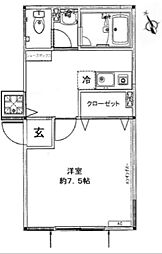 FLAT-K 1Kの間取図画像