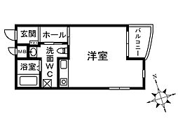 鵠kuguhi 1Kの間取図画像