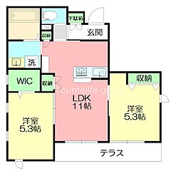 シャルールくげぬま 2LDKの間取図画像