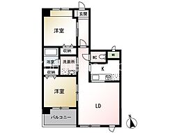 ルリアン湘南 2LDKの間取図画像