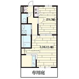 オークデンヴィラ 1LDKの間取図画像