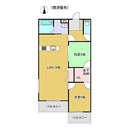 茅ヶ崎市東海岸南1丁目アパート 2LDKの間取図画像