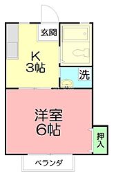 ブルーウイング鵠沼 1Kの間取図画像