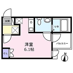 ベイルーム長後 ワンルームの間取図画像