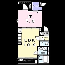 ティーリーフ 1LDKの間取図画像