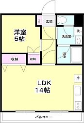 cooee茅ヶ崎 1LDKの間取図画像