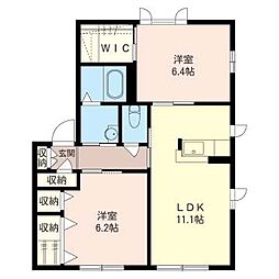 グローリー鵠沼 2LDKの間取図画像