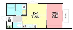 Varia東海岸南 1DKの間取図画像