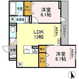Lacier 2LDKの間取図画像