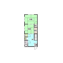 三直アパート 2DKの間取図画像