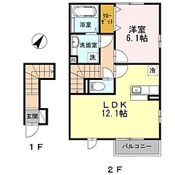 ディアベルジュ湘南α館 1LDKの間取図画像