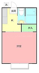 パル上屋敷 1Kの間取図画像
