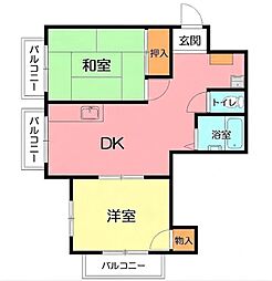 デンドービル3 2DKの間取図画像