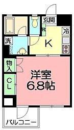 クリビア湘南 1Kの間取図画像