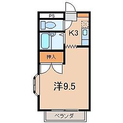 コア・スズラン 1Kの間取図画像