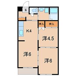コーポアカサワ 2LDKの間取図画像