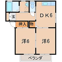 ウエストロードA 2DKの間取図画像