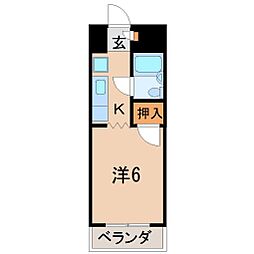 パレス伏拝 1Kの間取図画像