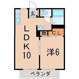 パレット・ジンB棟 1LDKの間取図画像
