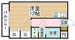 セジュール三萩野 ワンルームの間取図画像