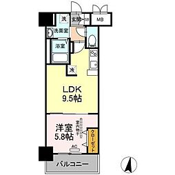 シズカビルディング白銀 1LDKの間取図画像