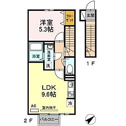 レトス日明弐番館 1LDKの間取図画像
