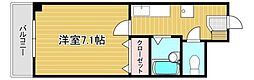 クイーンズ渡辺 1Kの間取図画像