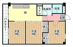 高峰グリーンマンション 3DKの間取図画像