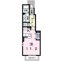 メゾンカメリア2 1Kの間取図画像