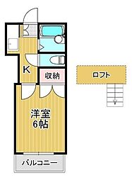 オアシス志井A 1Kの間取図画像