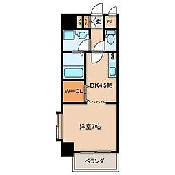 サンルーヴル 1DKの間取図画像