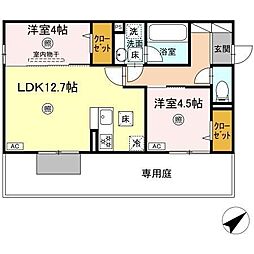 M・K・K 高峰町 2LDKの間取図画像
