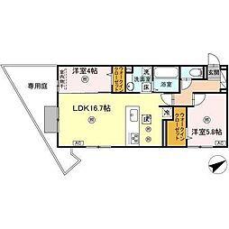 JR鹿児島本線 九州工大前駅 徒歩22分の賃貸アパート 1階2LDKの間取り