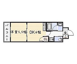 リード大手町 1DKの間取図画像