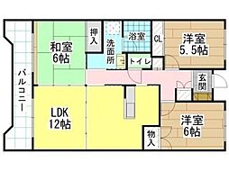 JR鹿児島本線 九州工大前駅 徒歩17分の賃貸マンション 9階3LDKの間取り