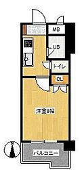 ウィルステージ古船場 1Kの間取図画像