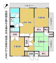 ハヤシビル北方1 3LDKの間取図画像