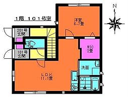 ニューパレハ 1LDKの間取図画像
