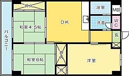 プレアール大田町 3DKの間取図画像